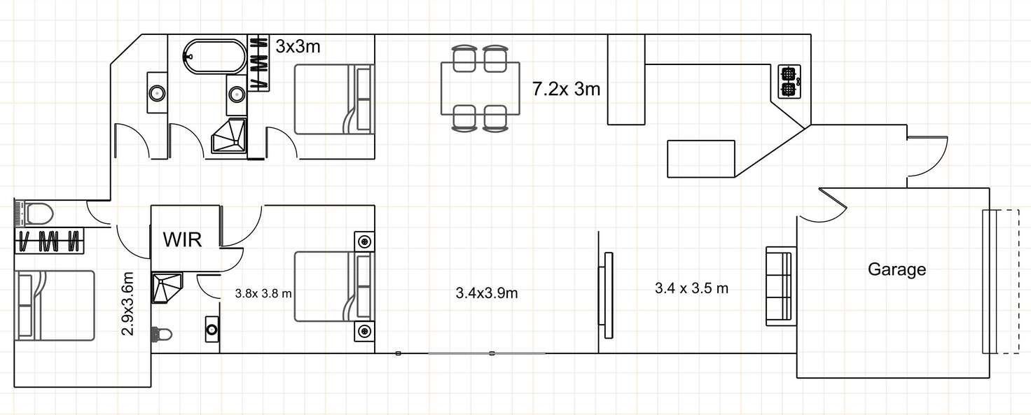 Floorplan of Homely unit listing, 1/8 Fraser Court, Wodonga VIC 3690