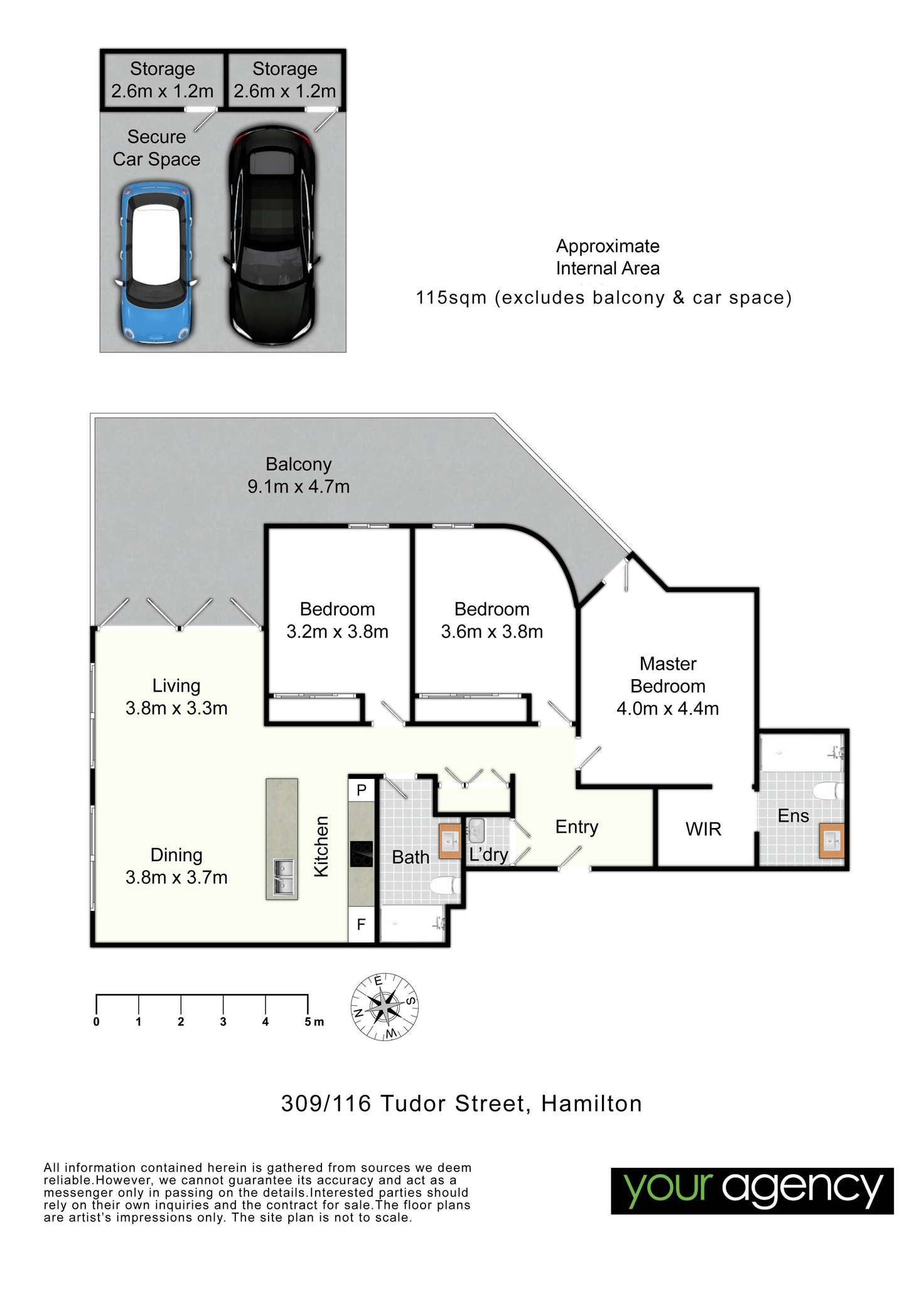 Floorplan of Homely apartment listing, 309/116 Tudor Street, Hamilton NSW 2303