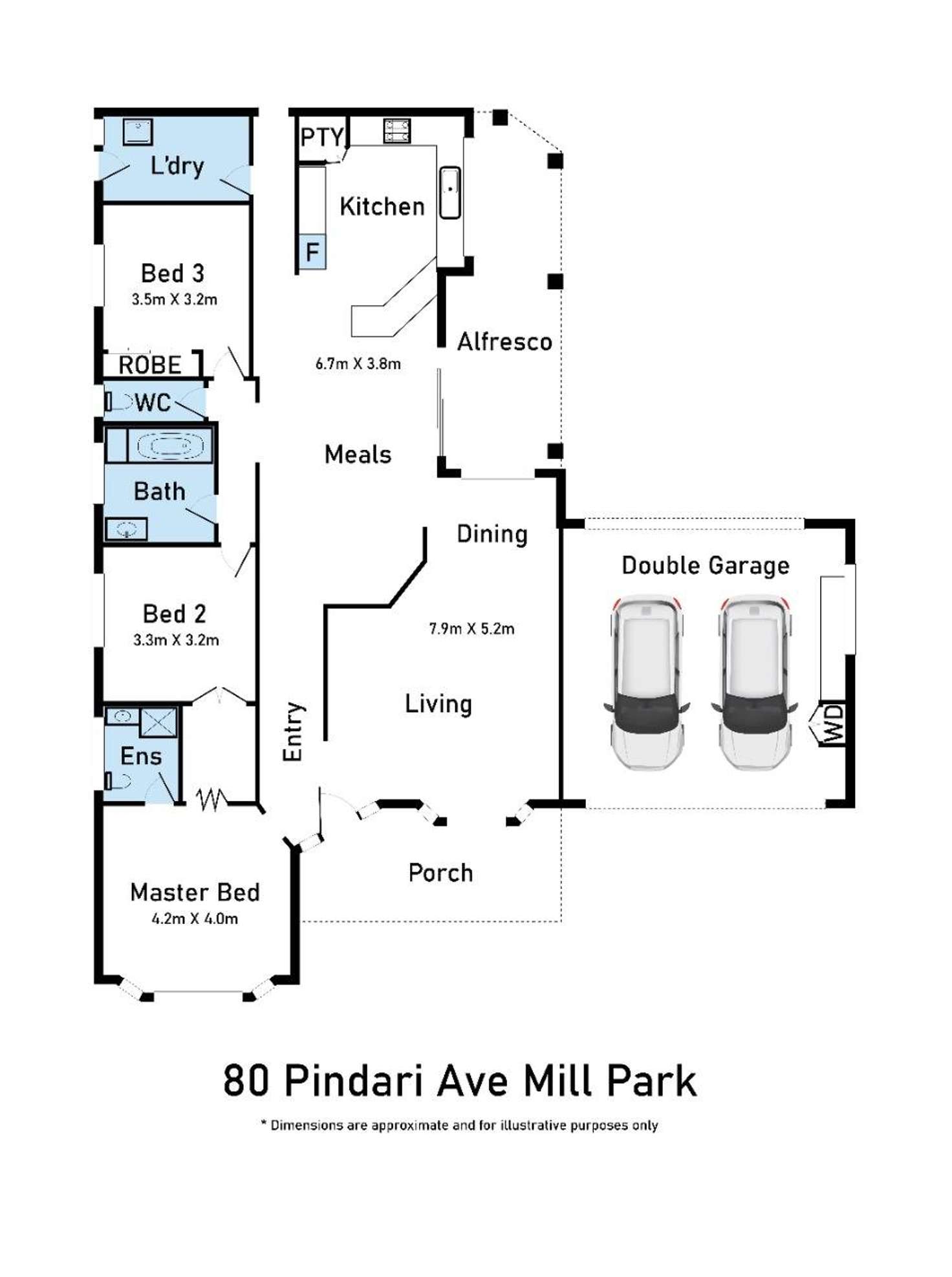 Floorplan of Homely house listing, 80 Pindari Avenue, Mill Park VIC 3082