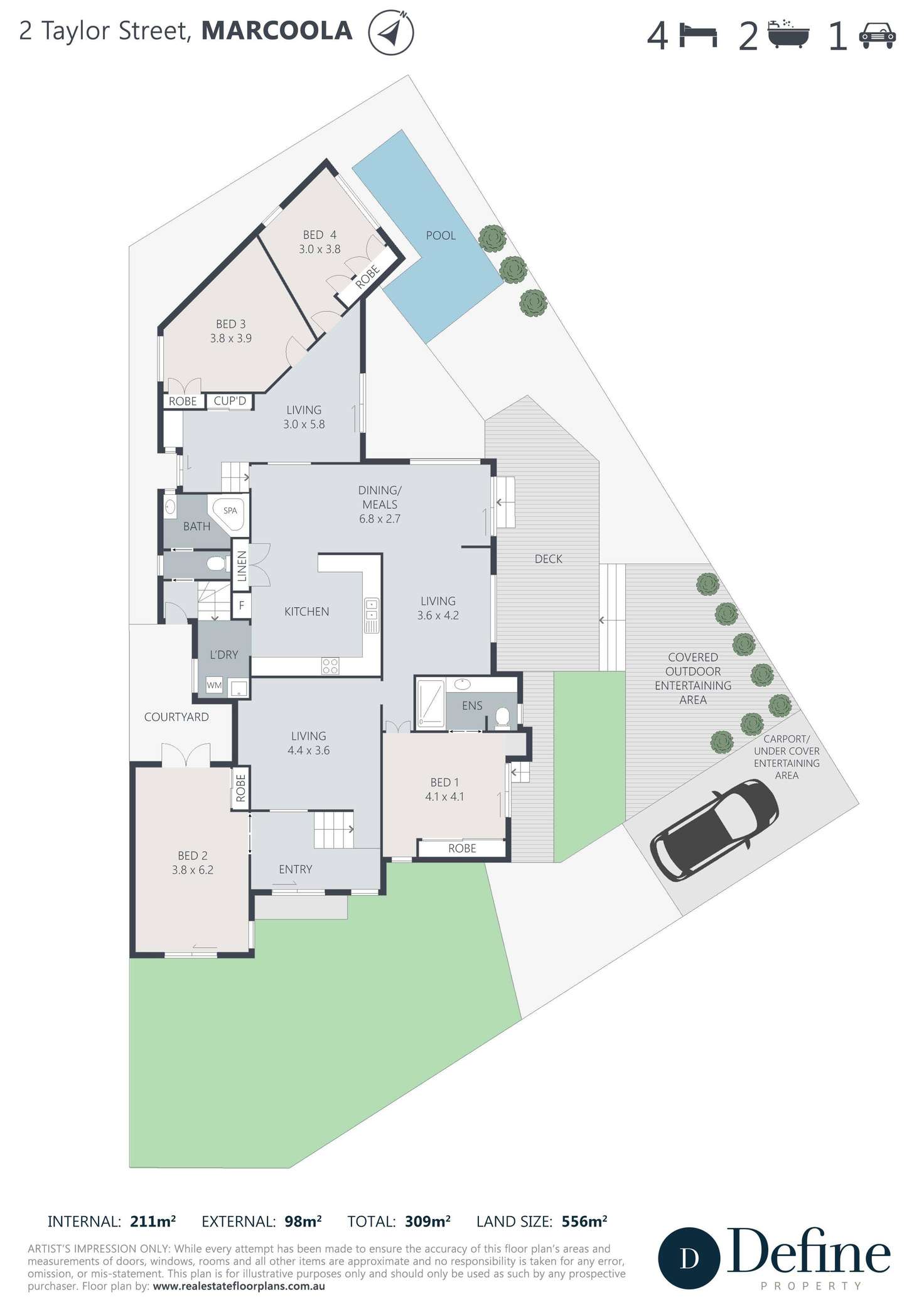 Floorplan of Homely house listing, 2 Taylor Street, Marcoola QLD 4564