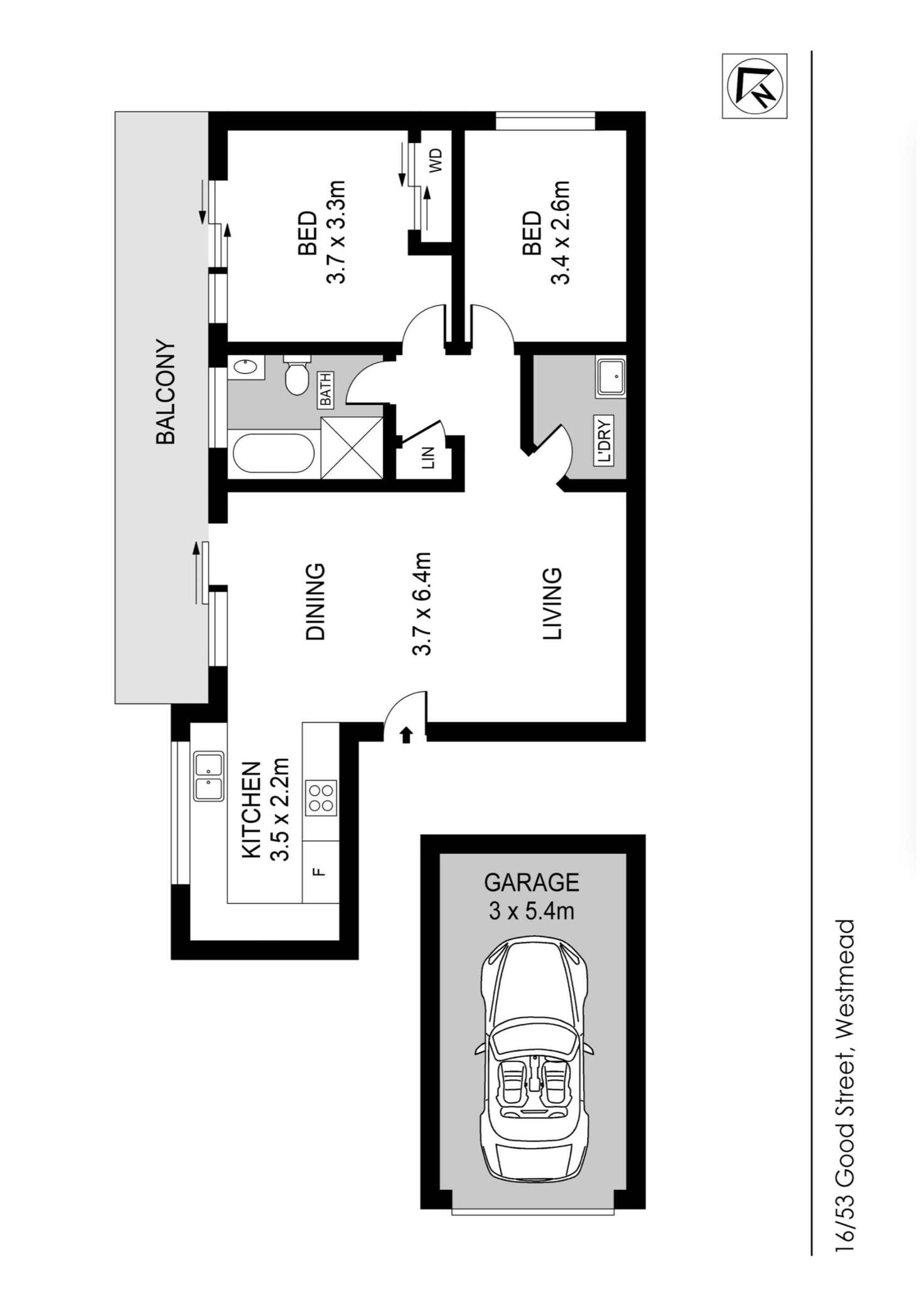 Floorplan of Homely unit listing, 16/53-57 Good Street, Westmead NSW 2145