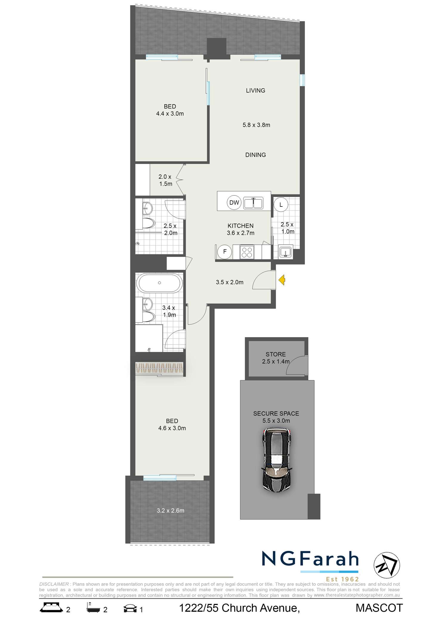 Floorplan of Homely apartment listing, 1222/55 Church Avenue, Mascot NSW 2020