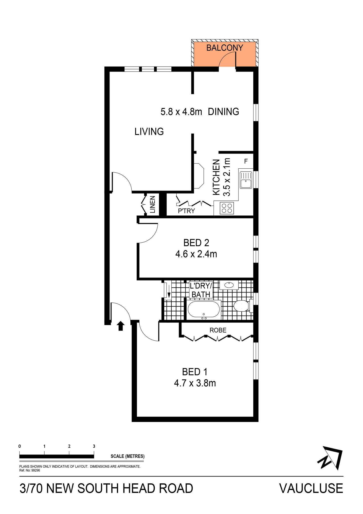 Floorplan of Homely apartment listing, 3/70 New South Head Road, Vaucluse NSW 2030