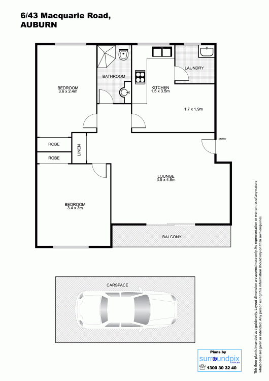 Floorplan of Homely unit listing, 6/43 Macquarie Road, Auburn NSW 2144