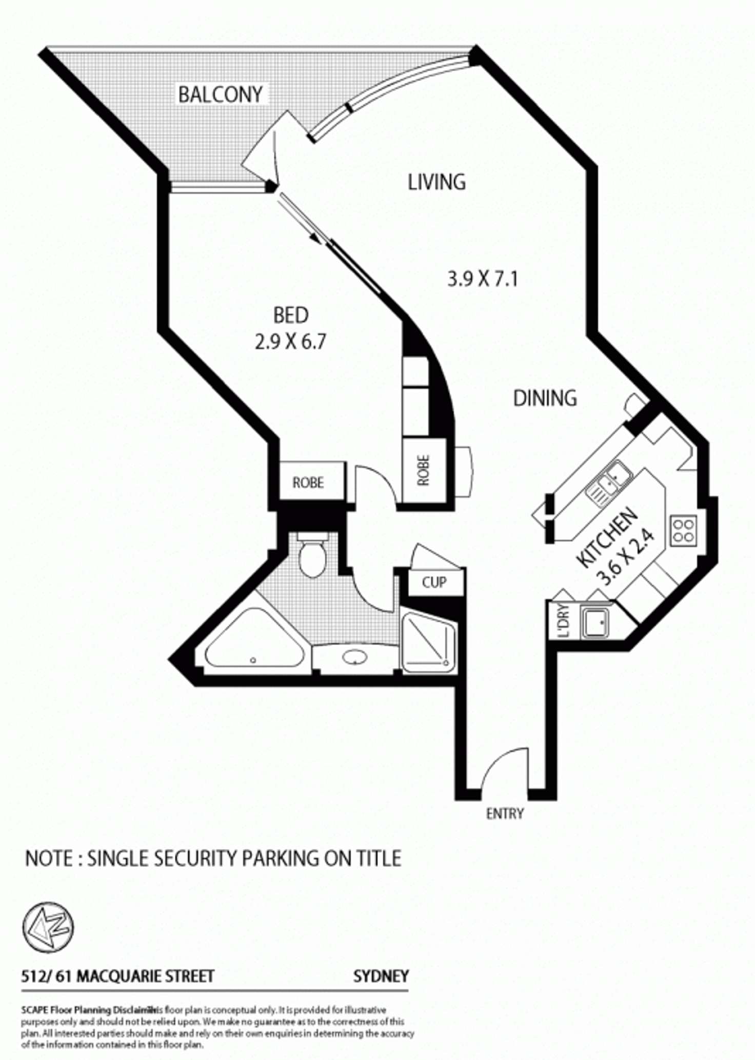 Floorplan of Homely apartment listing, 512/61 Macquarie Street, Sydney NSW 2000