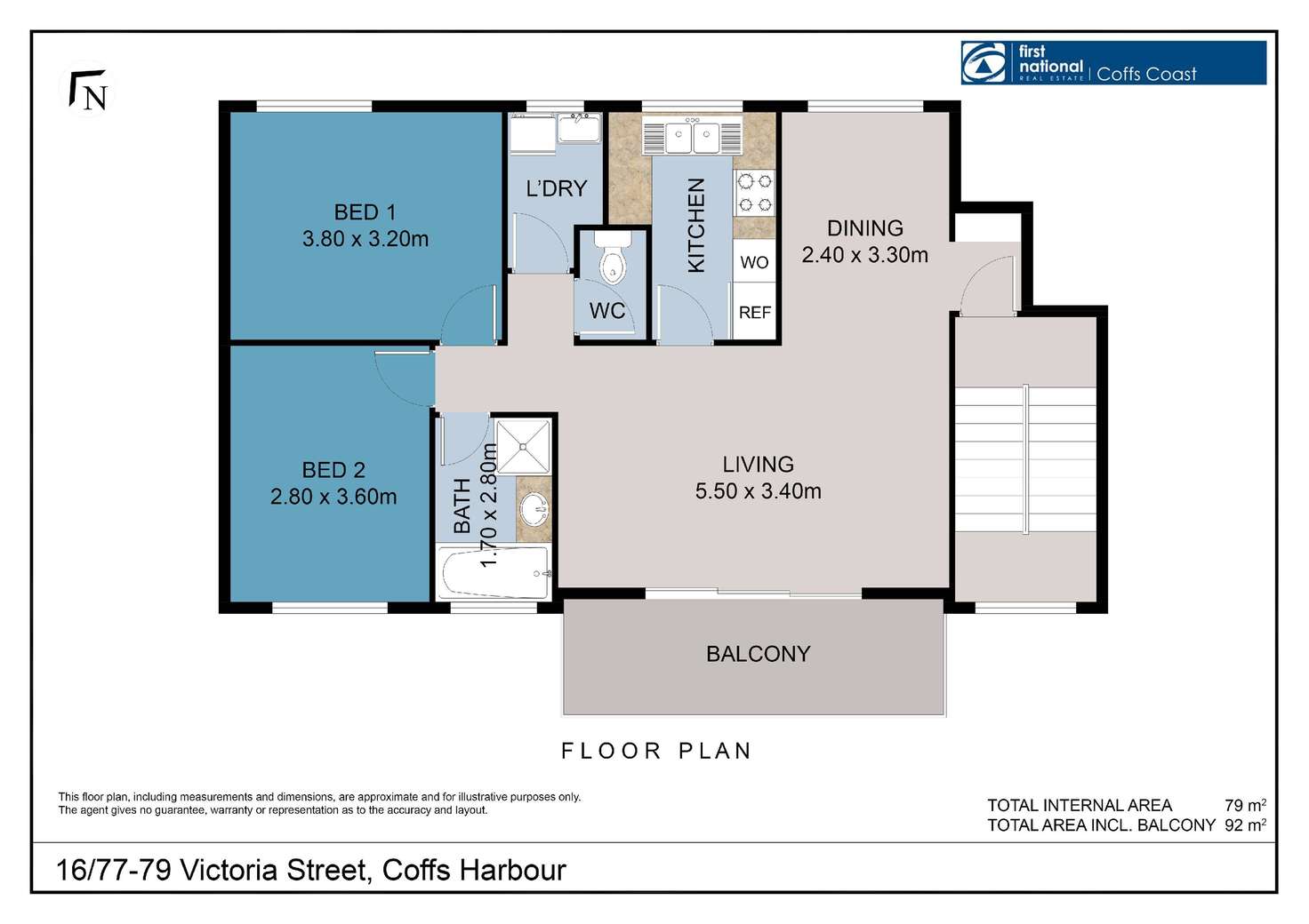 Floorplan of Homely apartment listing, 16/77-79 Victoria Street, Coffs Harbour NSW 2450