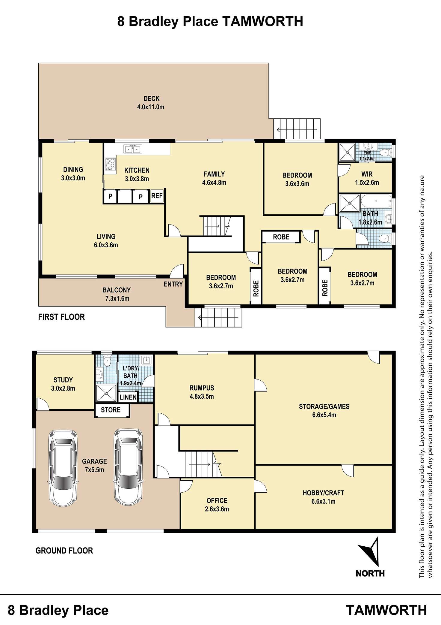 Floorplan of Homely house listing, 8 Bradley Place, Tamworth NSW 2340
