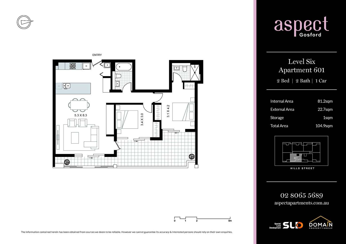 Floorplan of Homely apartment listing, 605/62 Hills Street, North Gosford NSW 2250