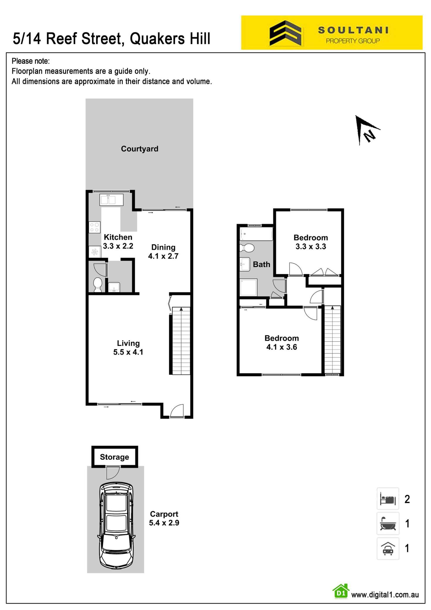 Floorplan of Homely townhouse listing, 5/14 Reef Street, Quakers Hill NSW 2763