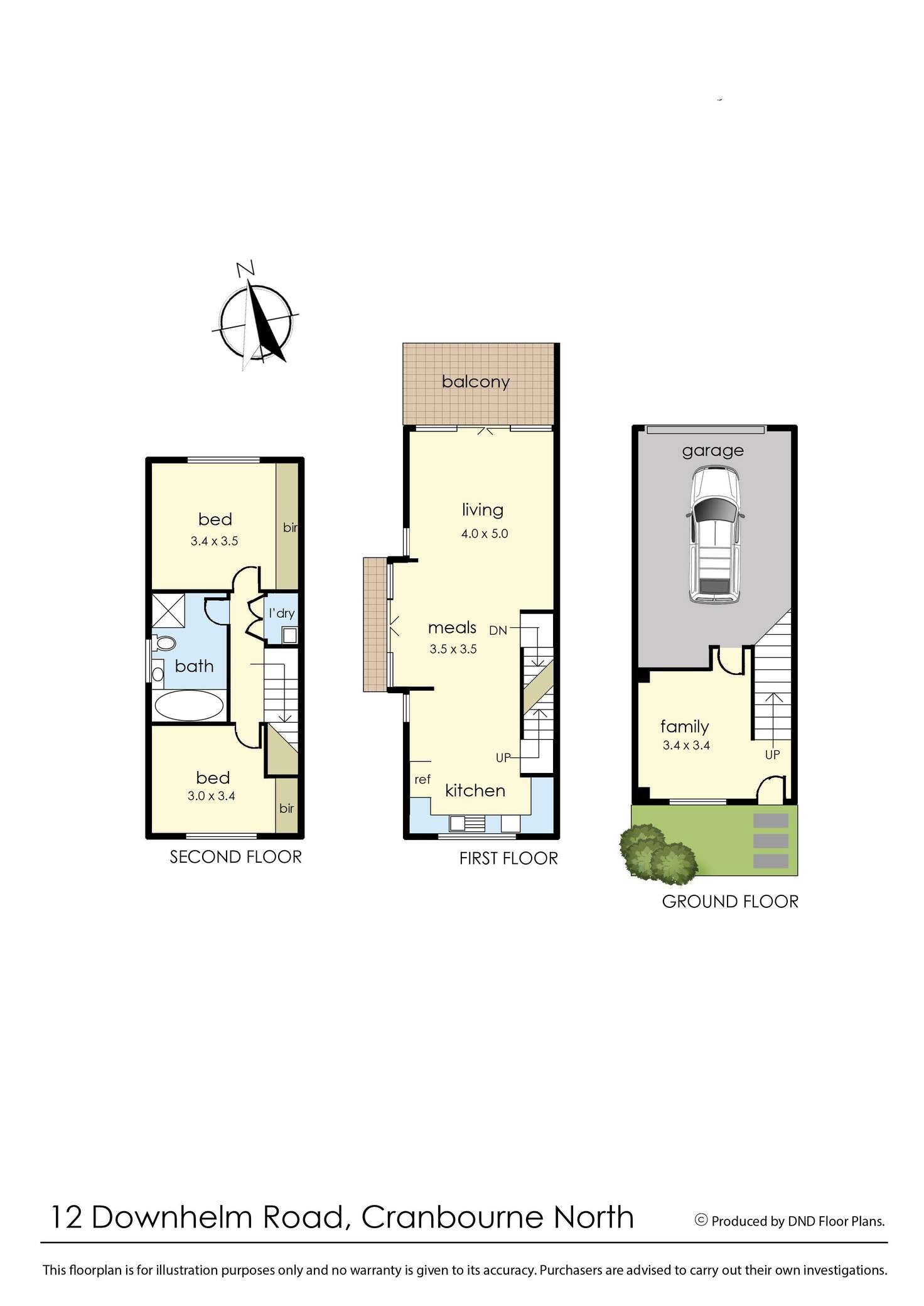 Floorplan of Homely townhouse listing, 12 Downhelm Road, Cranbourne North VIC 3977