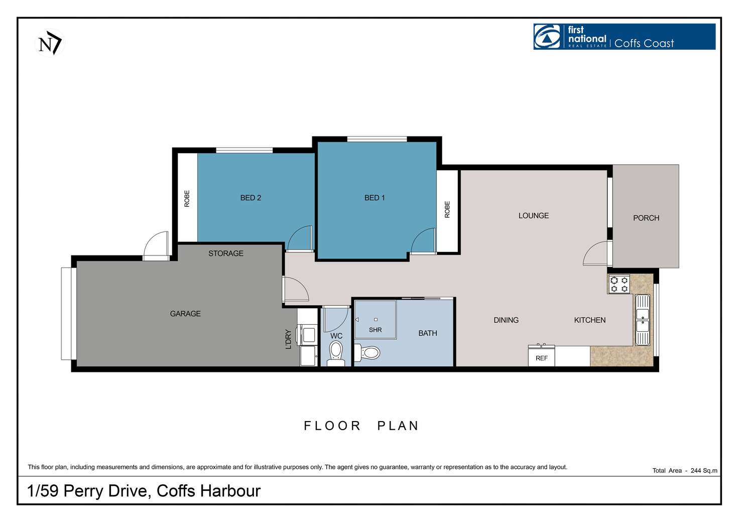 Floorplan of Homely villa listing, 1/59 Perry Drive, Coffs Harbour NSW 2450