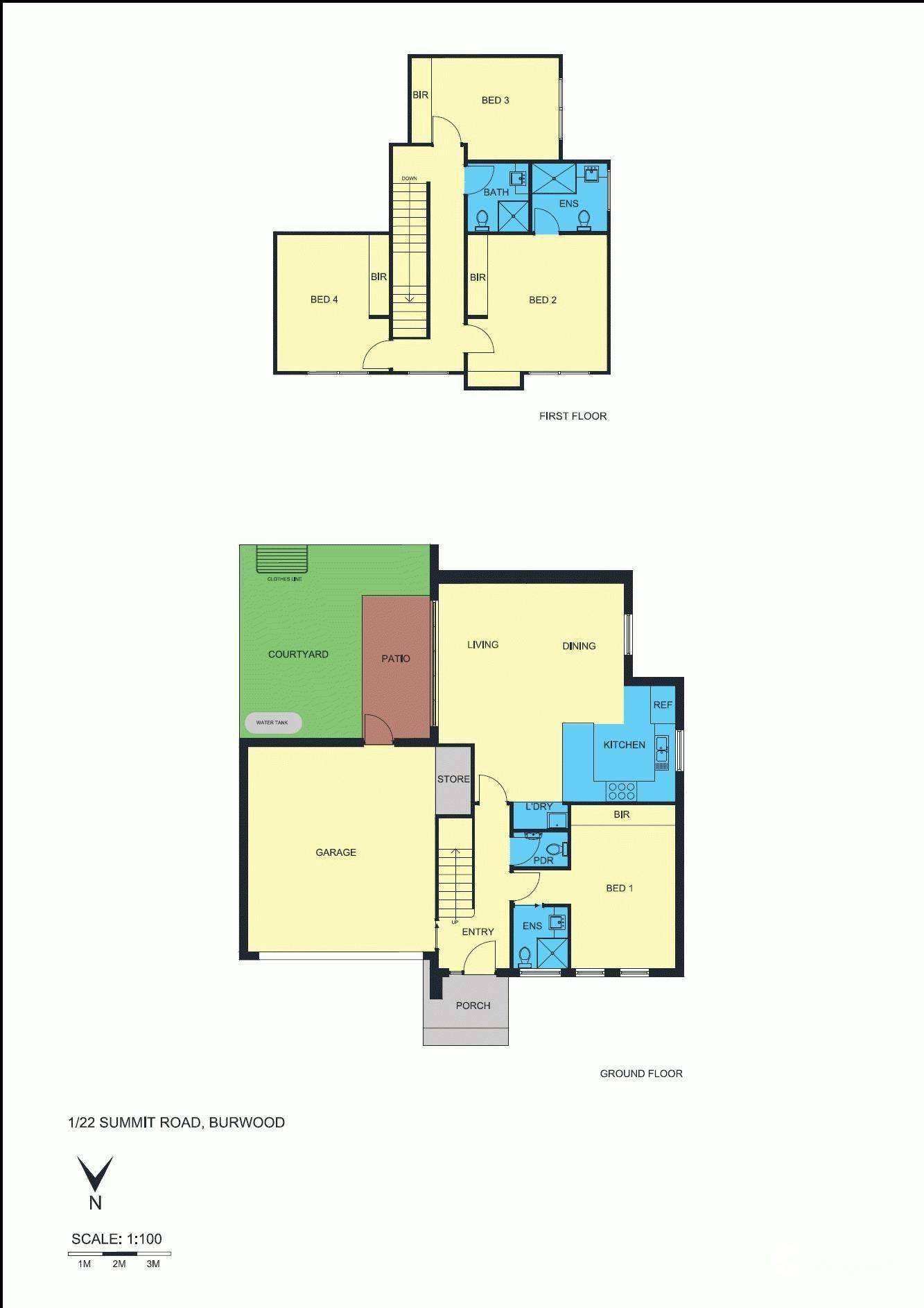 Floorplan of Homely townhouse listing, 1/22 Summit Road, Burwood VIC 3125