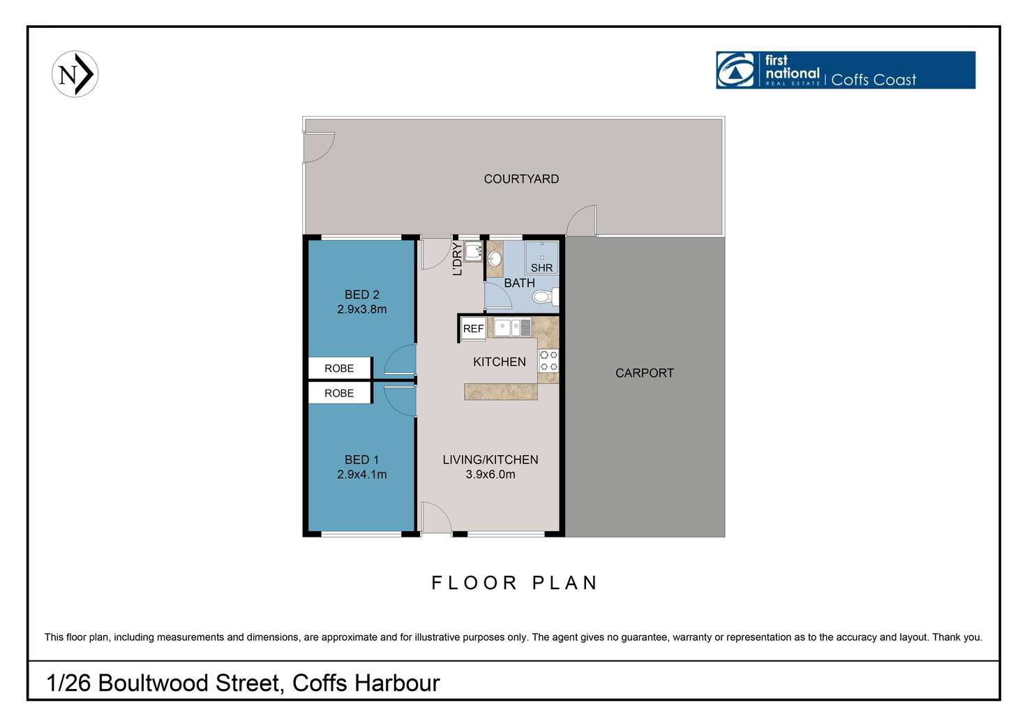 Floorplan of Homely villa listing, 1/26 Boultwood Street, Coffs Harbour NSW 2450