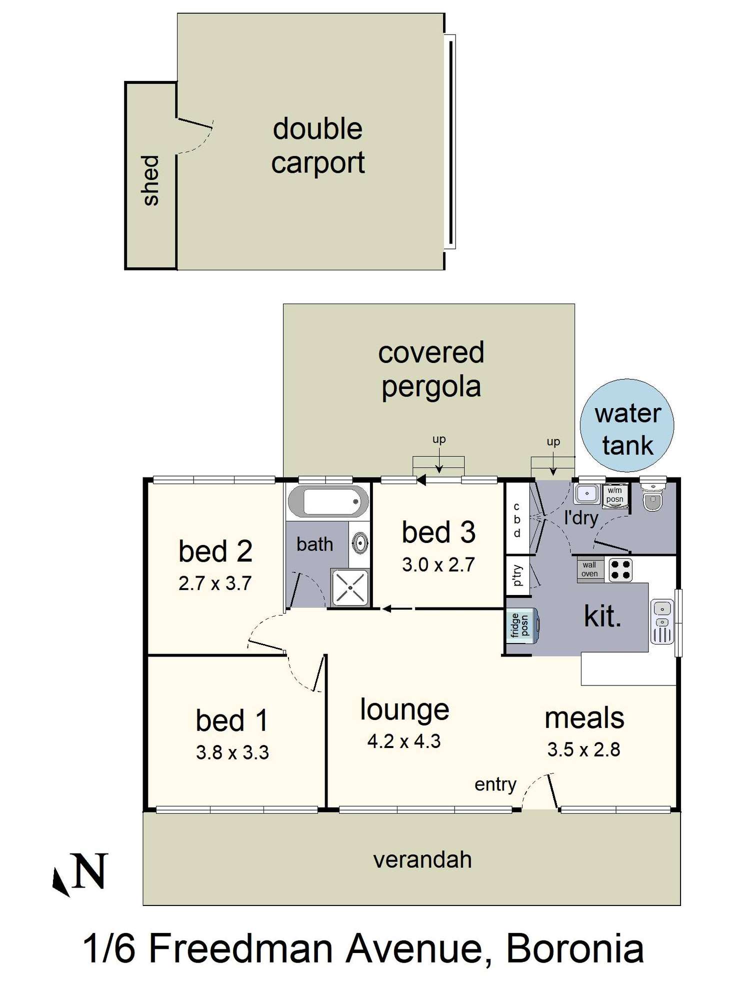 Floorplan of Homely unit listing, 1/6 Freedman Avenue, Boronia VIC 3155