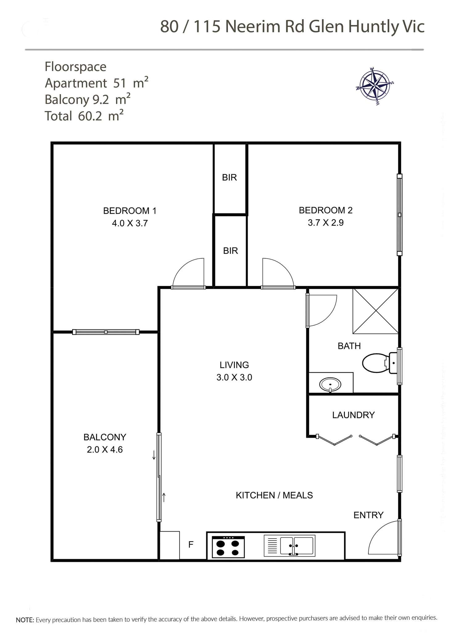 Floorplan of Homely apartment listing, 80/115 Neerim Road, Glen Huntly VIC 3163