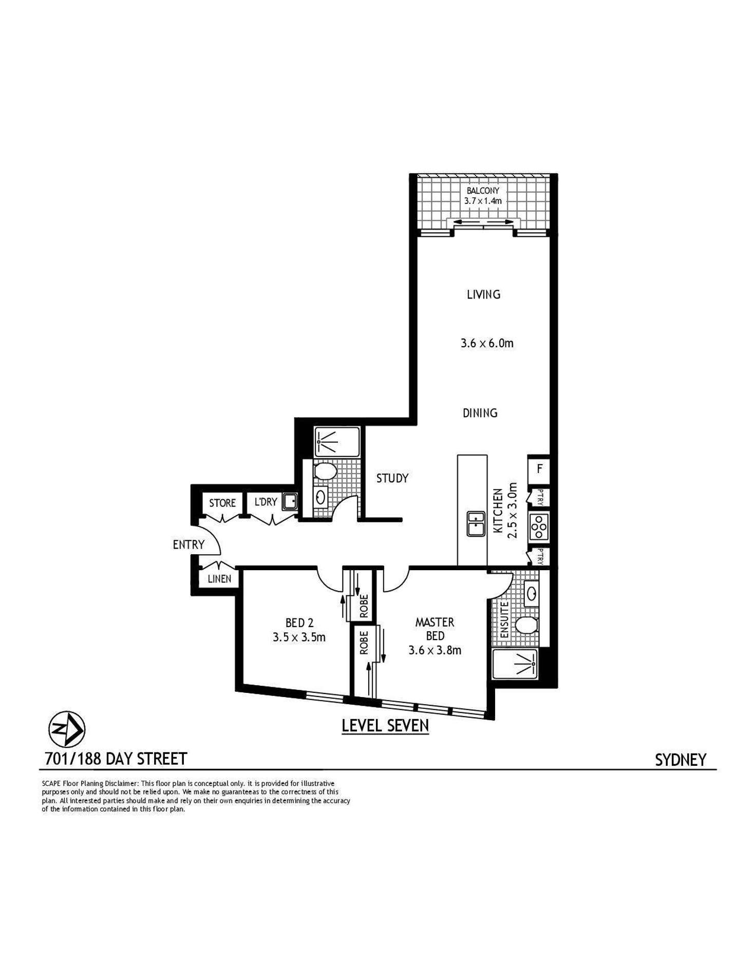 Floorplan of Homely apartment listing, 701/188 Day Street, Sydney NSW 2000