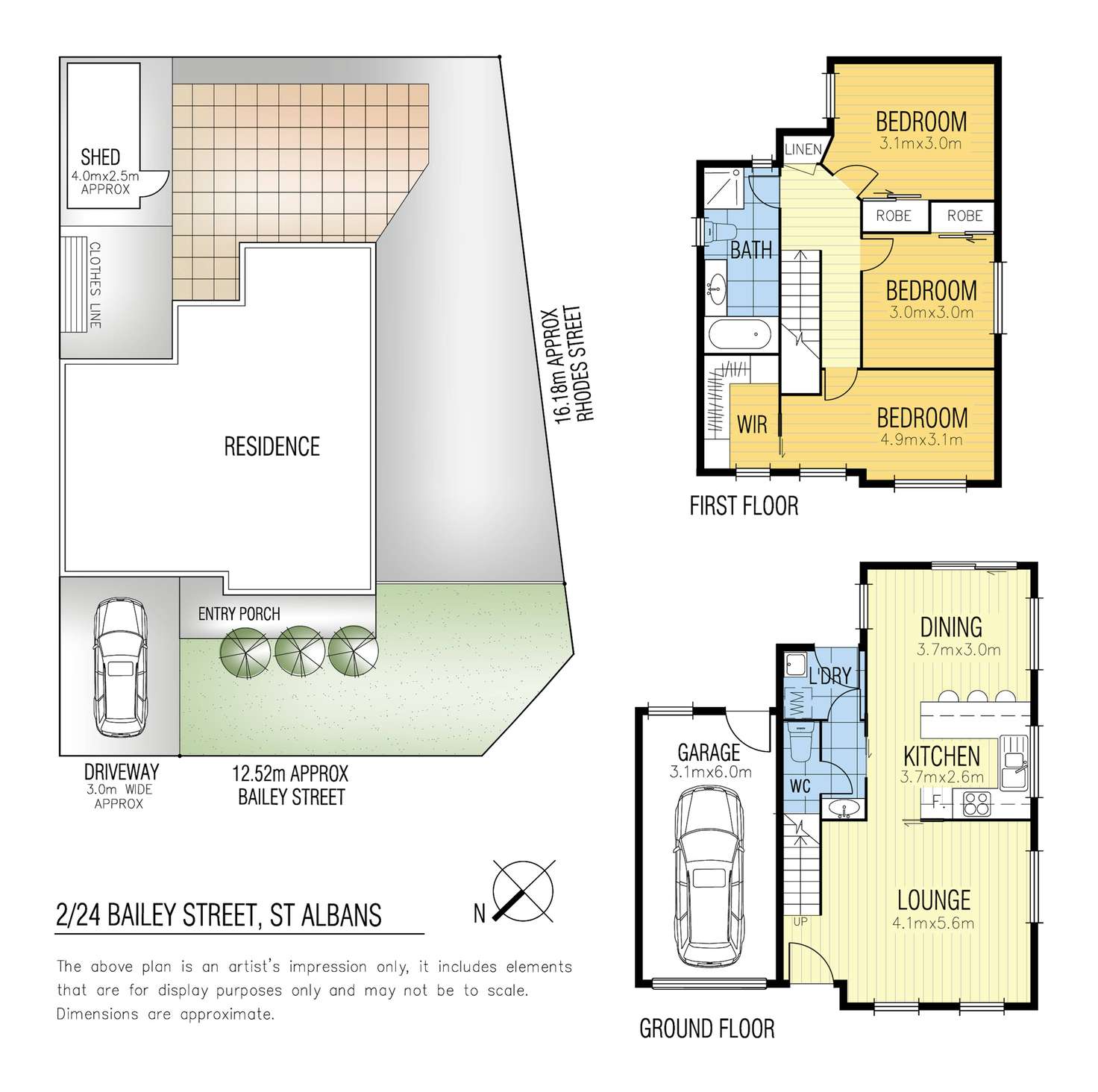 Floorplan of Homely townhouse listing, 2/24 Bailey Street, St Albans VIC 3021