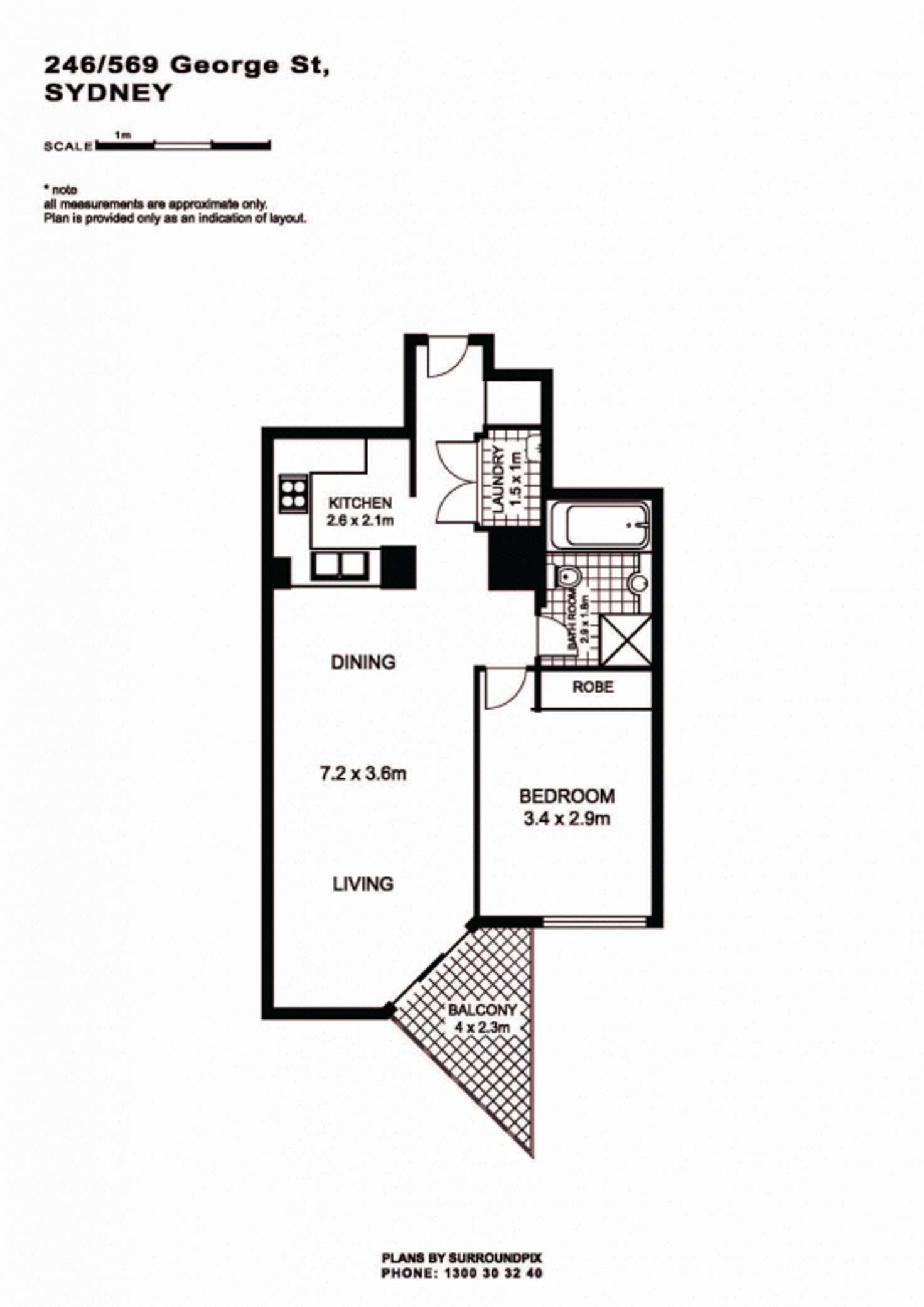 Floorplan of Homely apartment listing, 246/569 George Street, Sydney NSW 2000
