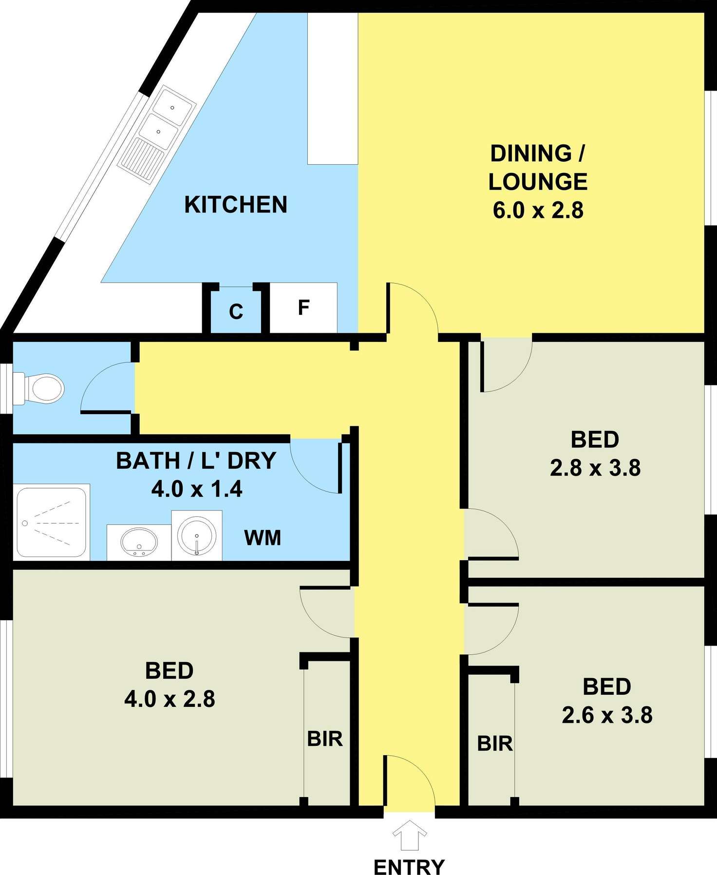 Floorplan of Homely unit listing, 1/34A Becket Street South, Glenroy VIC 3046
