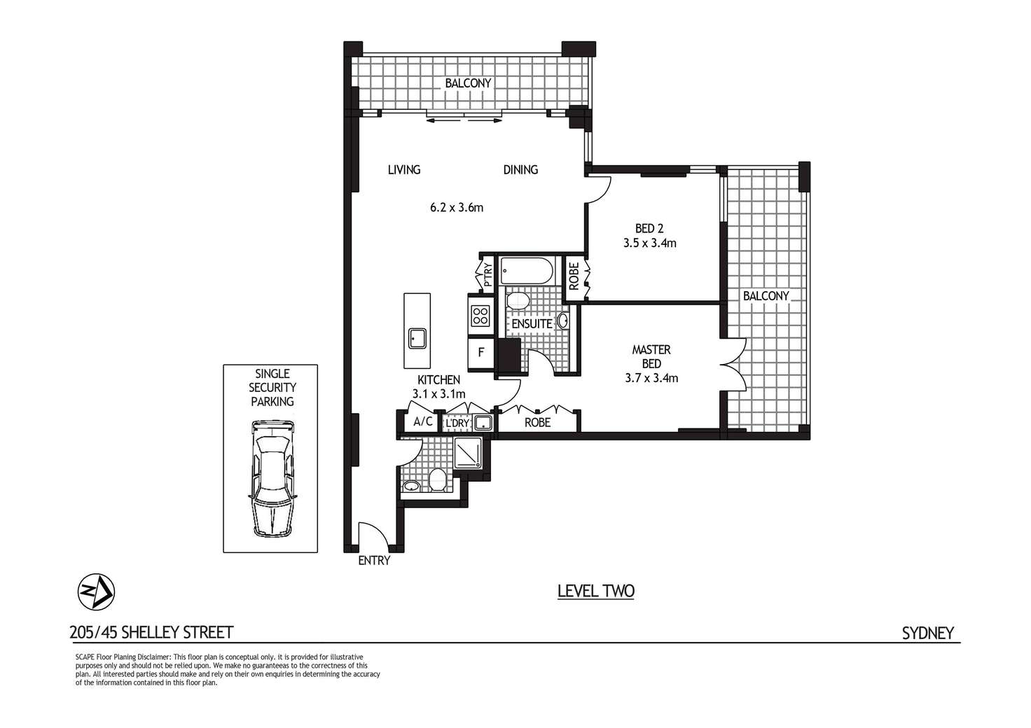 Floorplan of Homely apartment listing, 205/45 Shelley Street, Sydney NSW 2000
