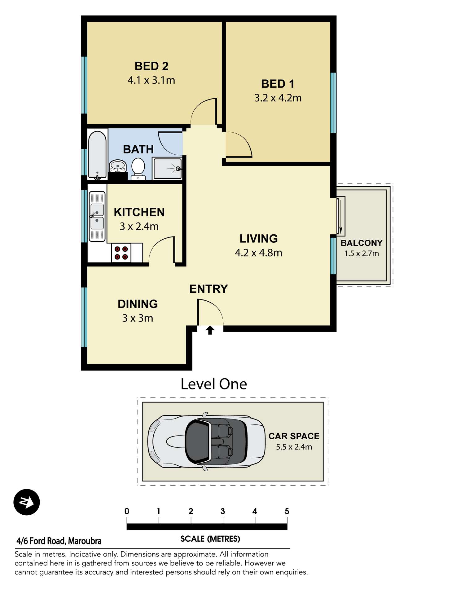 Floorplan of Homely apartment listing, 4/6 Ford Road, Maroubra NSW 2035