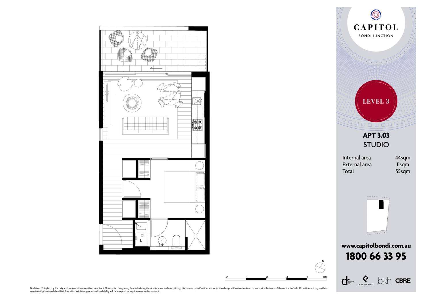 Floorplan of Homely studio listing, 303/253 Oxford Street, Bondi Junction NSW 2022