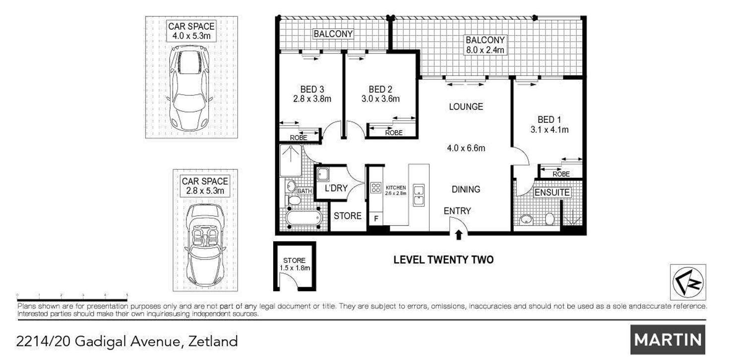 Floorplan of Homely apartment listing, Level 22/2214/20 Gadigal Avenue, Zetland NSW 2017