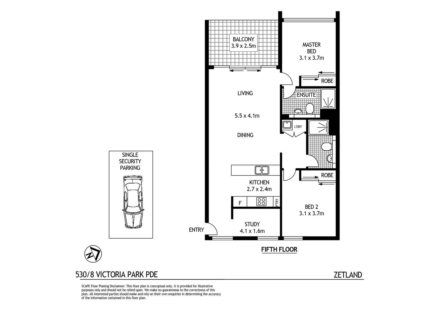 Floorplan of Homely apartment listing, 530/8 Victoria Park Parade, Zetland NSW 2017