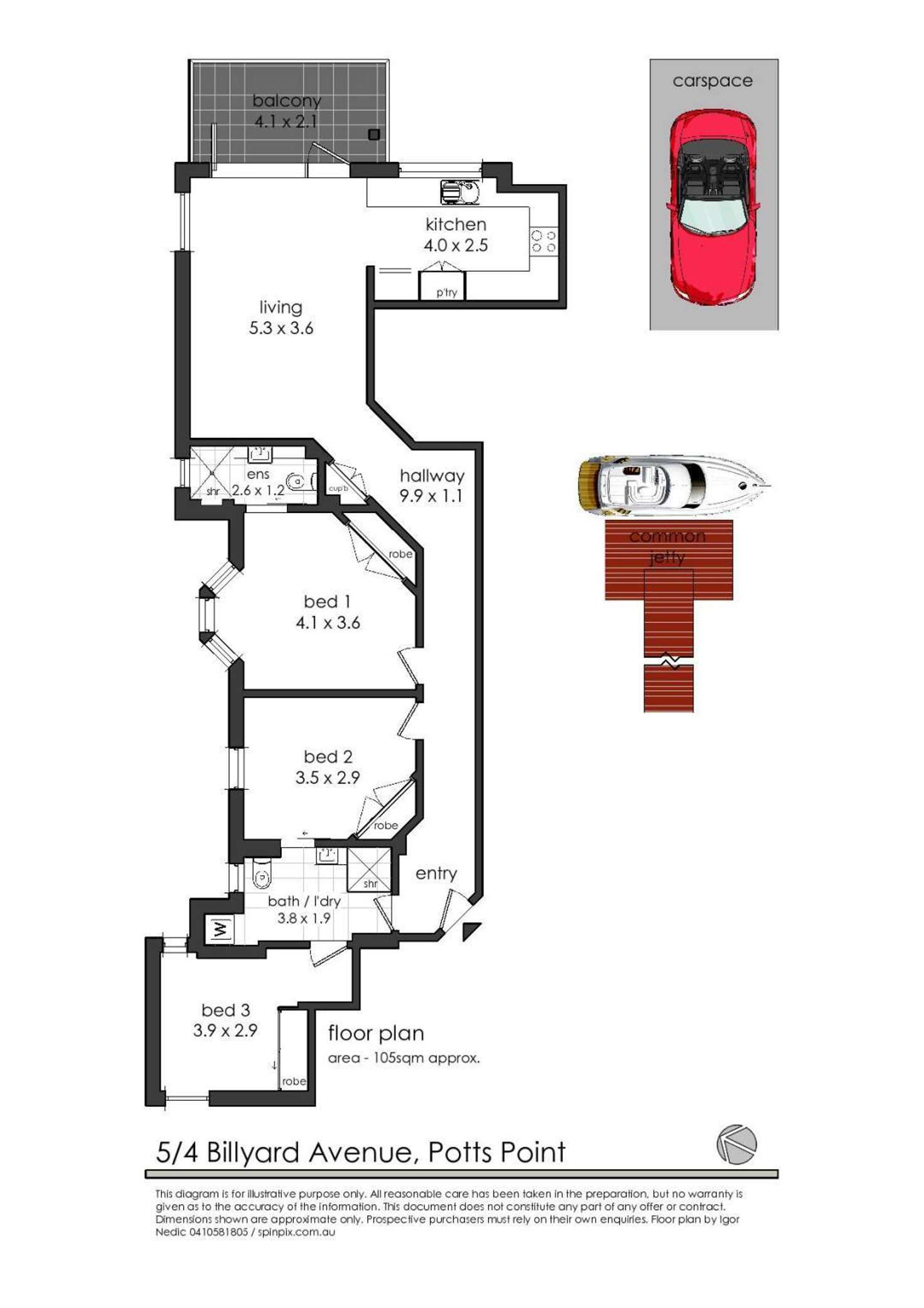 Floorplan of Homely apartment listing, 5/4 Billyard Avenue, Elizabeth Bay NSW 2011