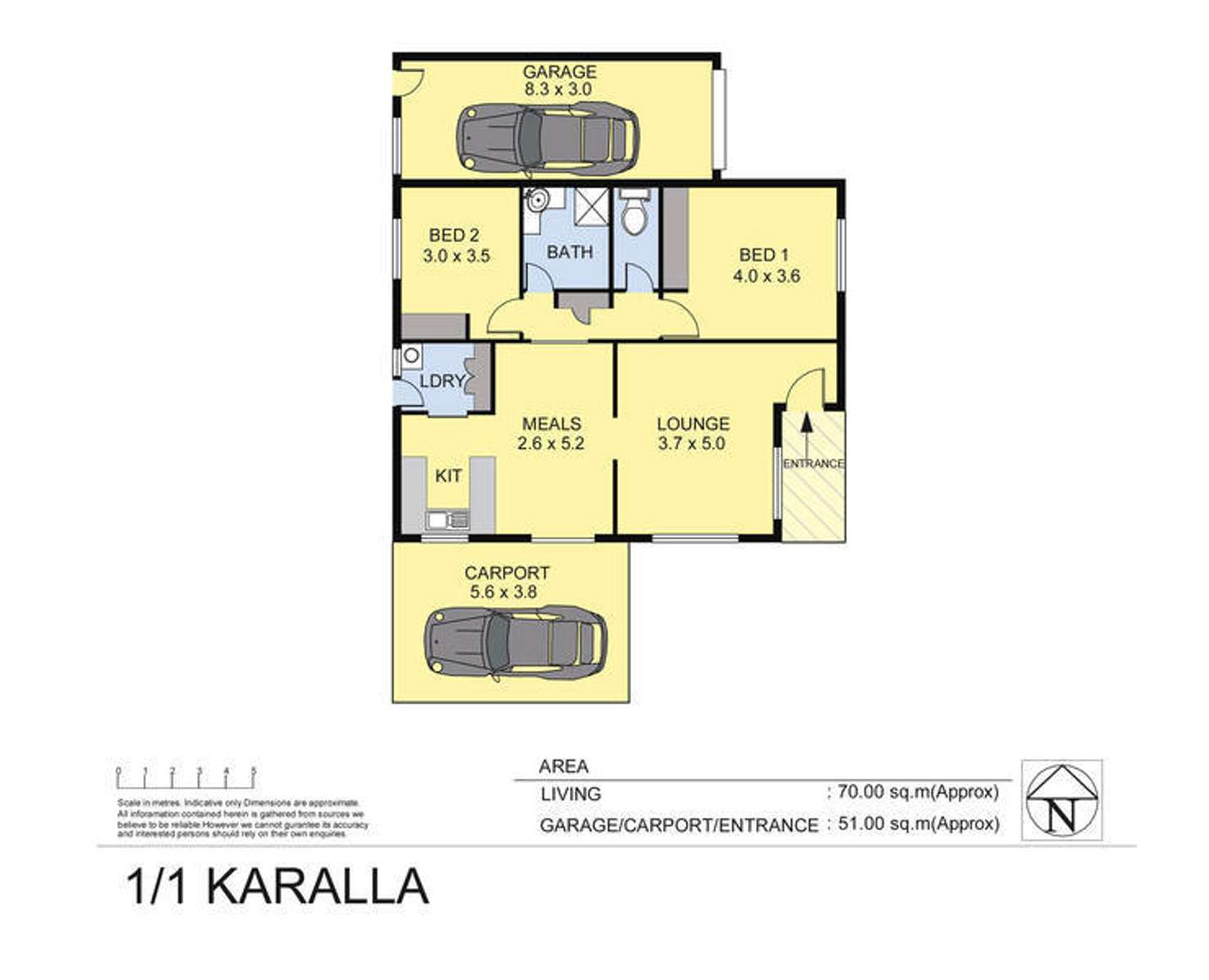 Floorplan of Homely unit listing, 1/1 Karalla Court, Wodonga VIC 3690