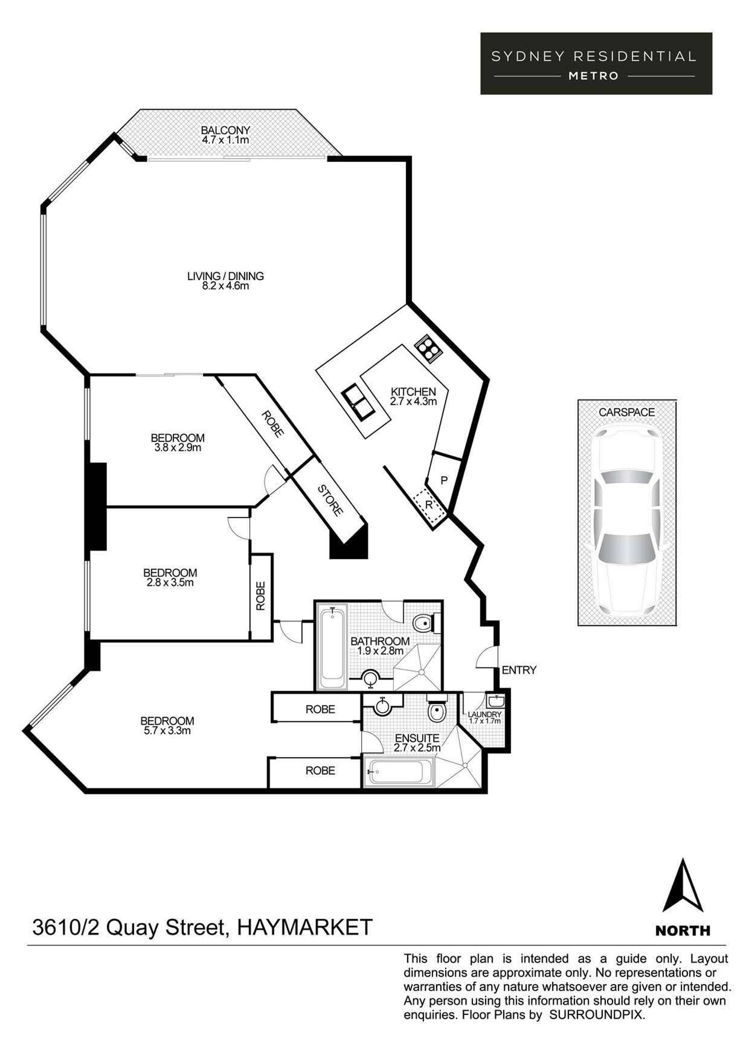 Floorplan of Homely apartment listing, 3610/2 Quay Street, Sydney NSW 2000