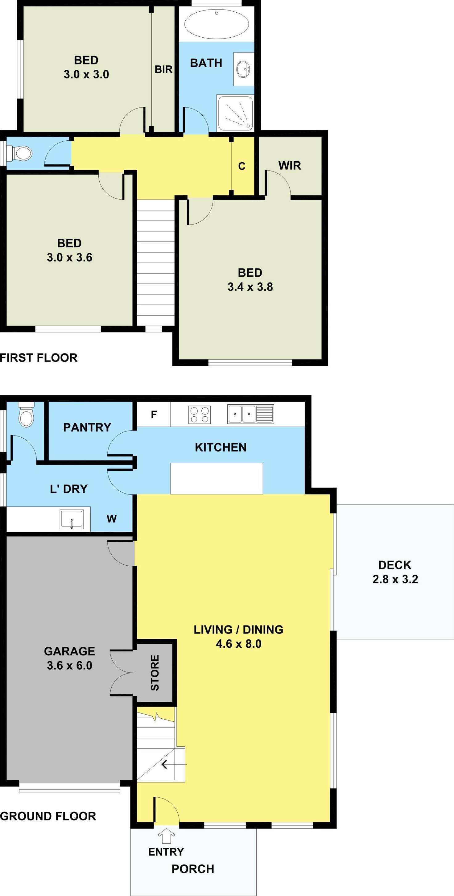 Floorplan of Homely townhouse listing, 1/74 Melbourne Avenue, Glenroy VIC 3046