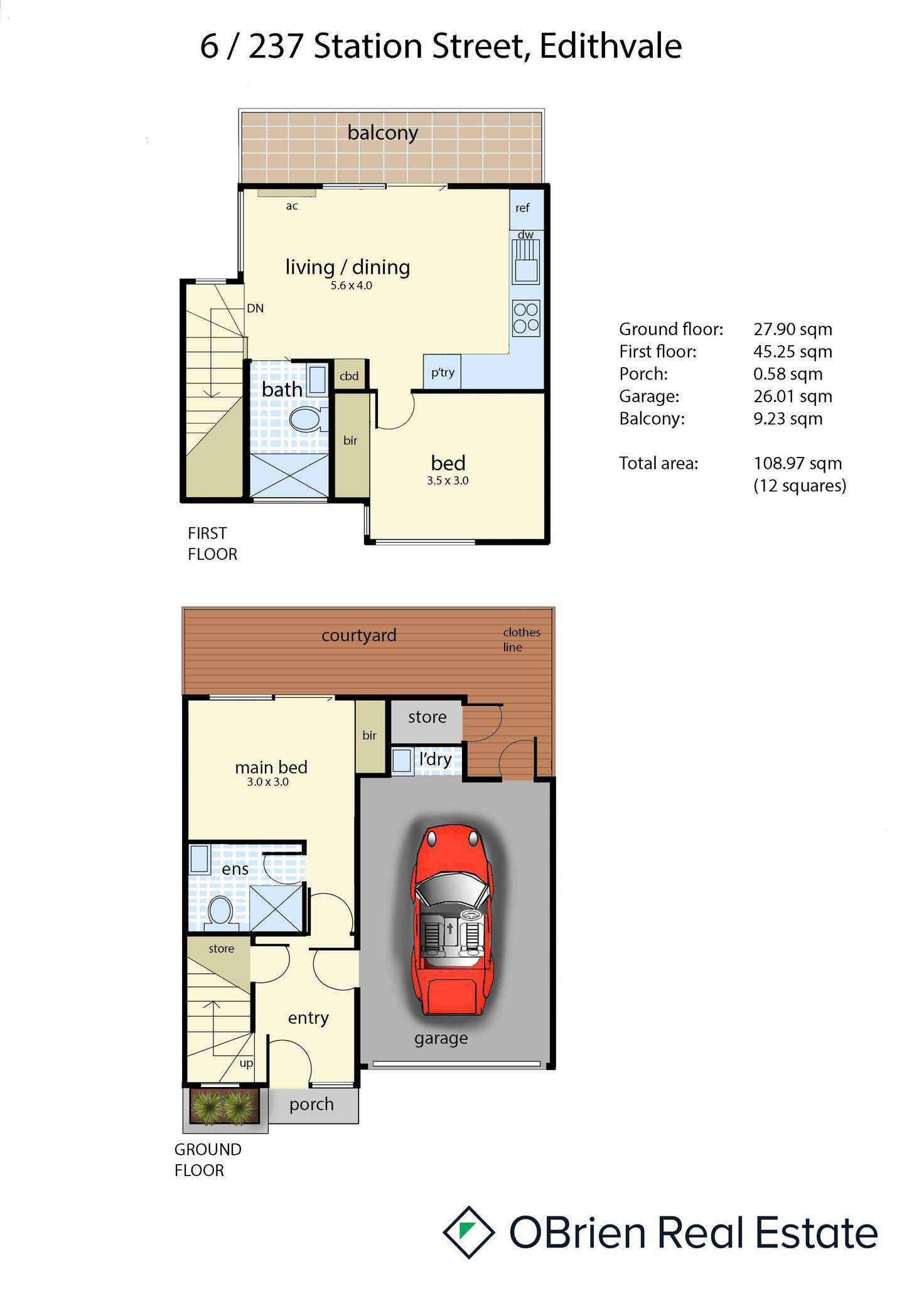 Floorplan of Homely townhouse listing, 6/237 Station Street, Edithvale VIC 3196