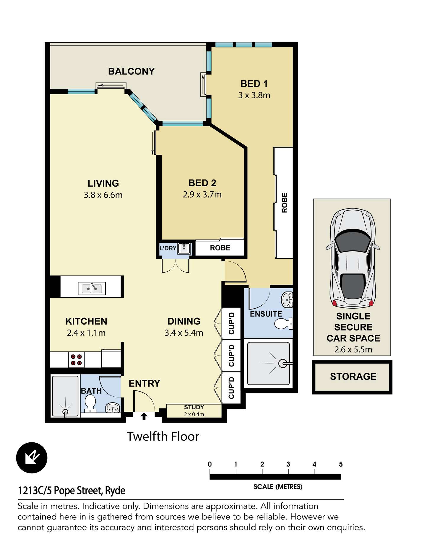 Floorplan of Homely apartment listing, 1213C/5 Pope Street, Ryde NSW 2112