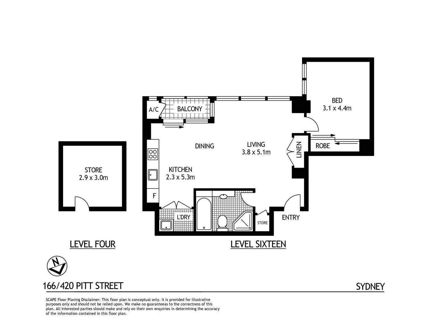 Floorplan of Homely apartment listing, 166/420 Pitt Street, Sydney NSW 2000