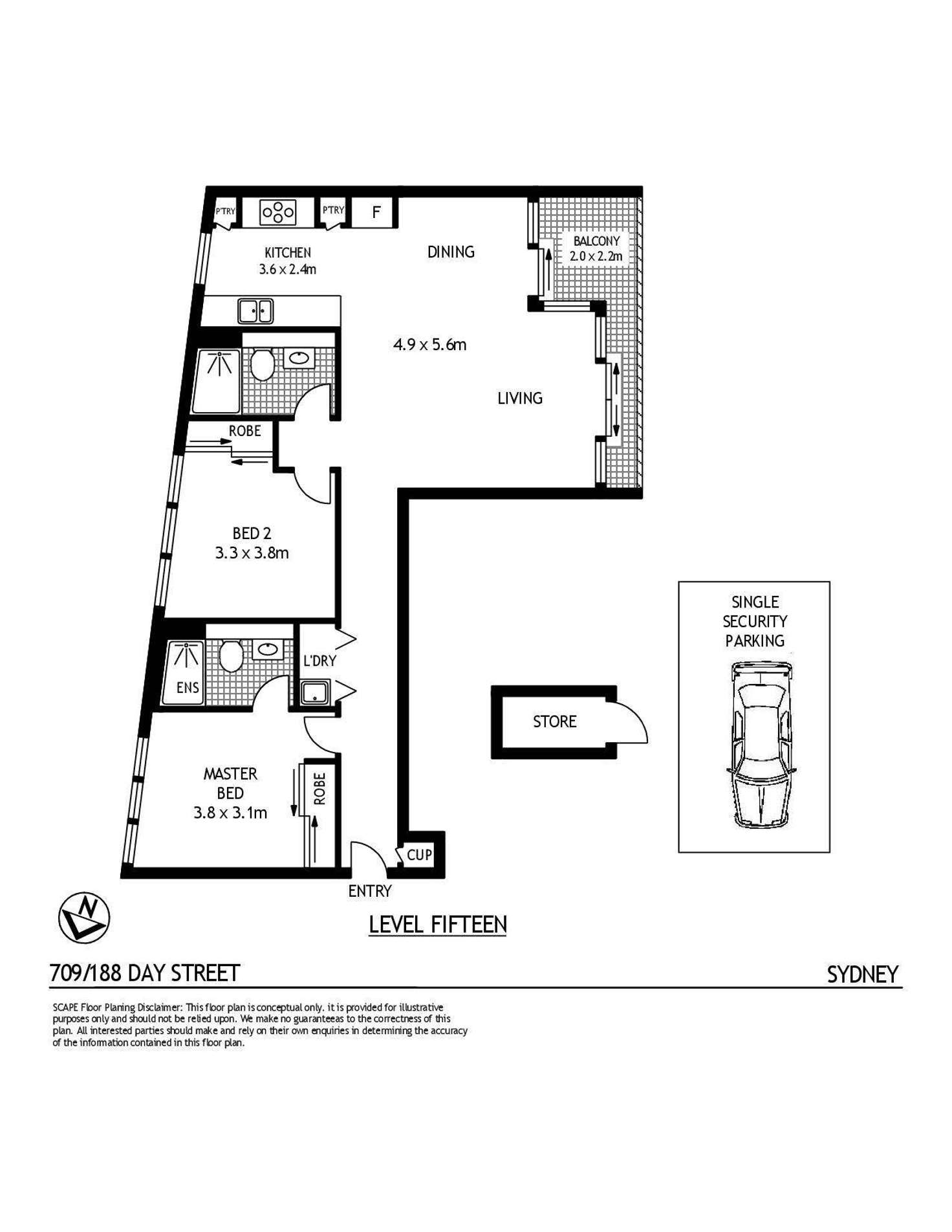 Floorplan of Homely apartment listing, 709/188 Day Street, Sydney NSW 2000