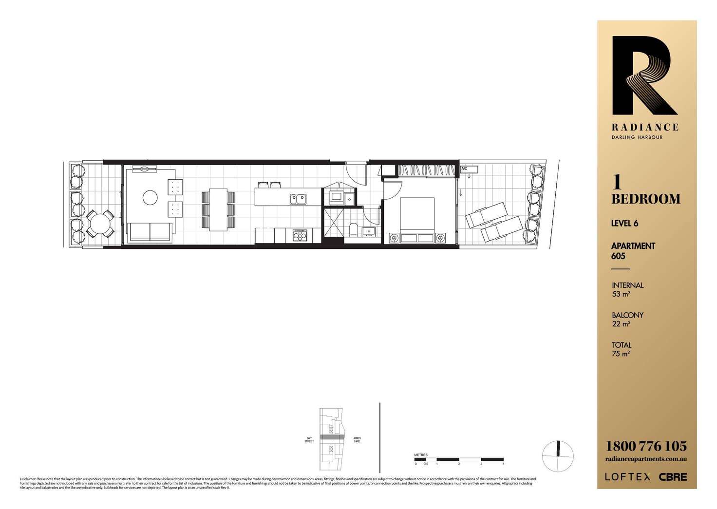 Floorplan of Homely apartment listing, 605/188 Day Street, Sydney NSW 2000
