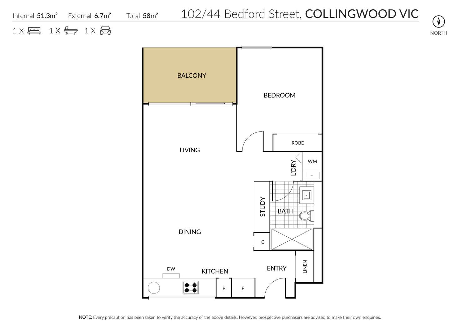 Floorplan of Homely apartment listing, 102/44 Bedford Street, Collingwood VIC 3066