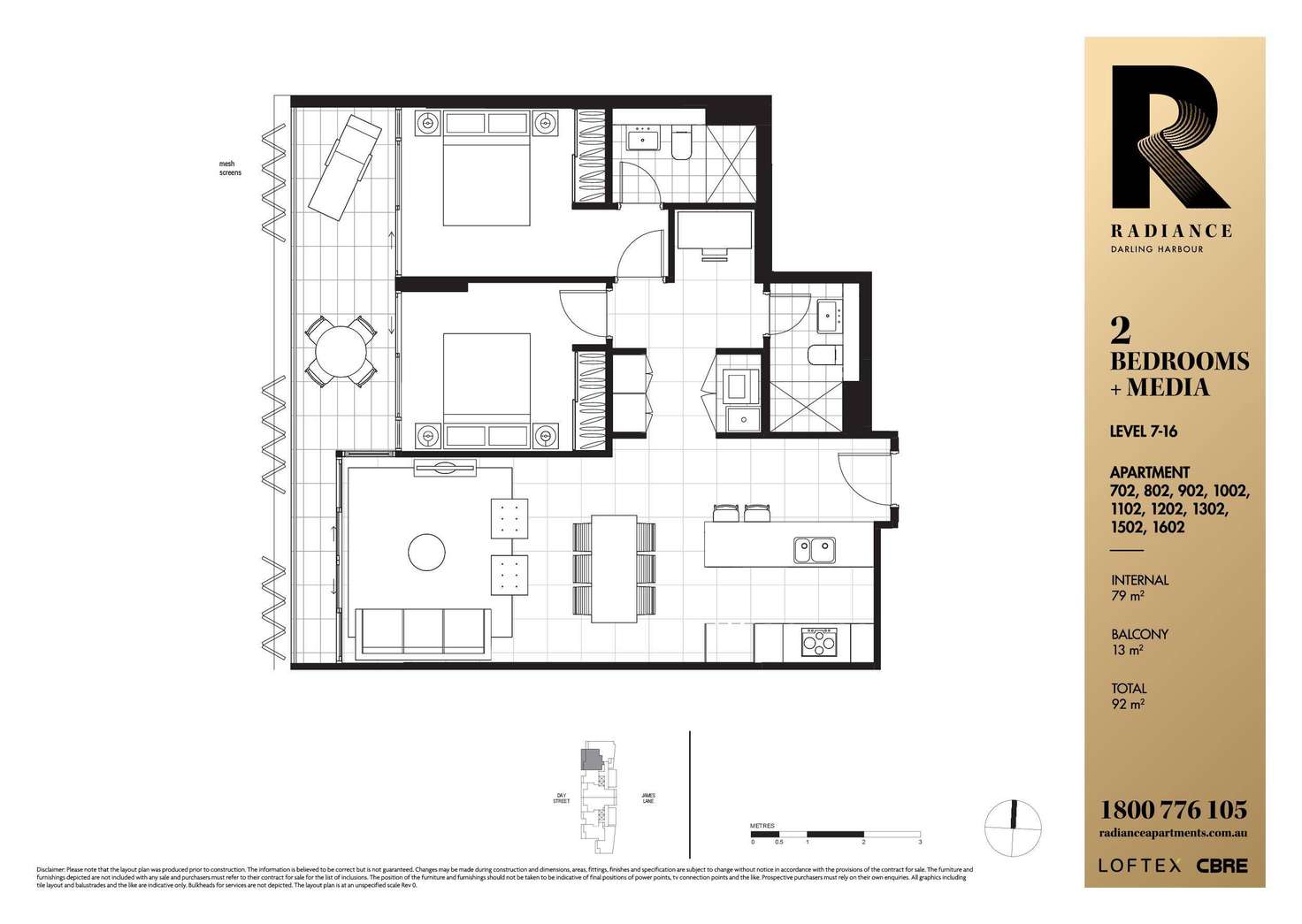 Floorplan of Homely apartment listing, 1302/188 Day Street, Sydney NSW 2000