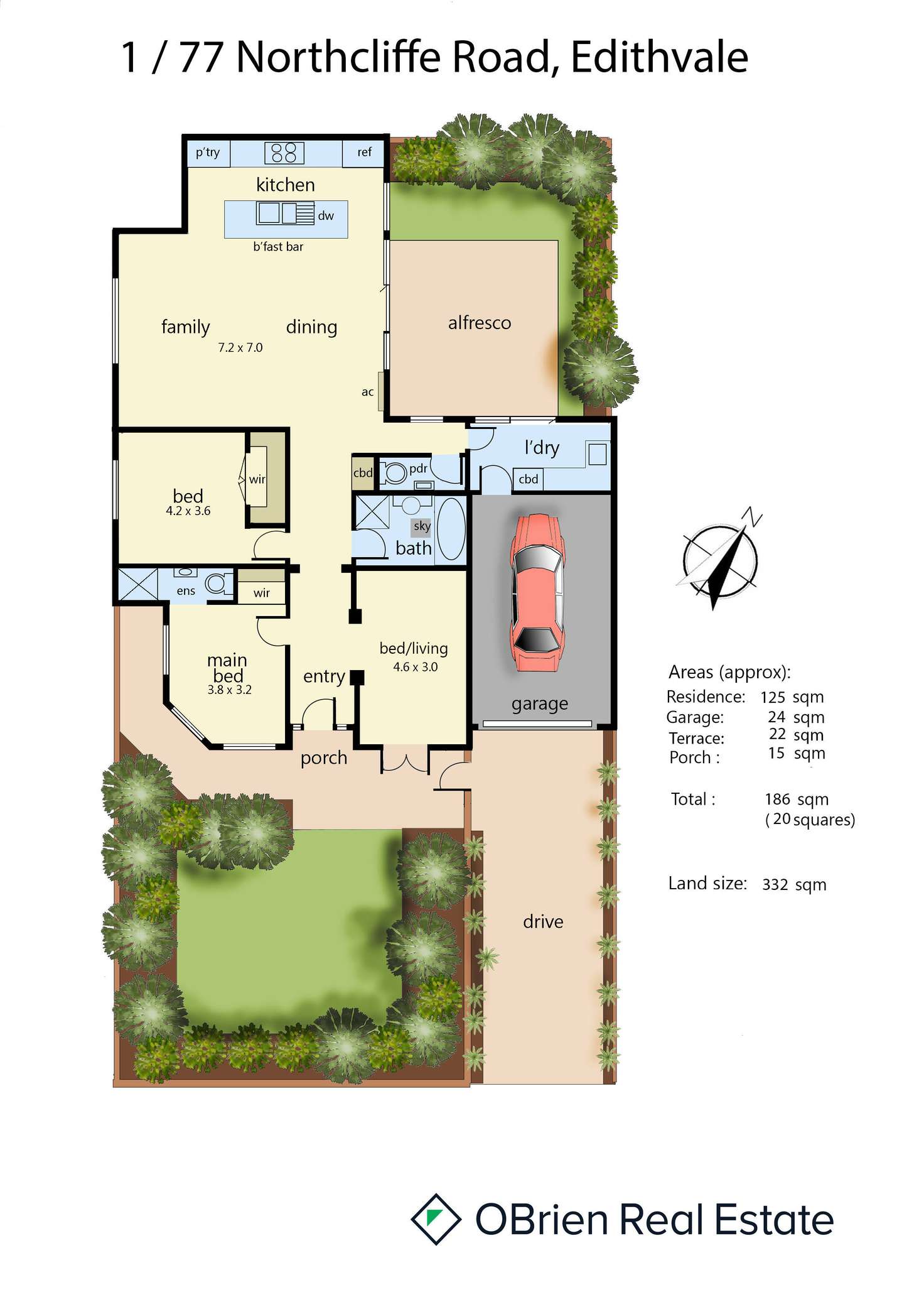 Floorplan of Homely unit listing, 1/77 Northcliffe Road, Edithvale VIC 3196