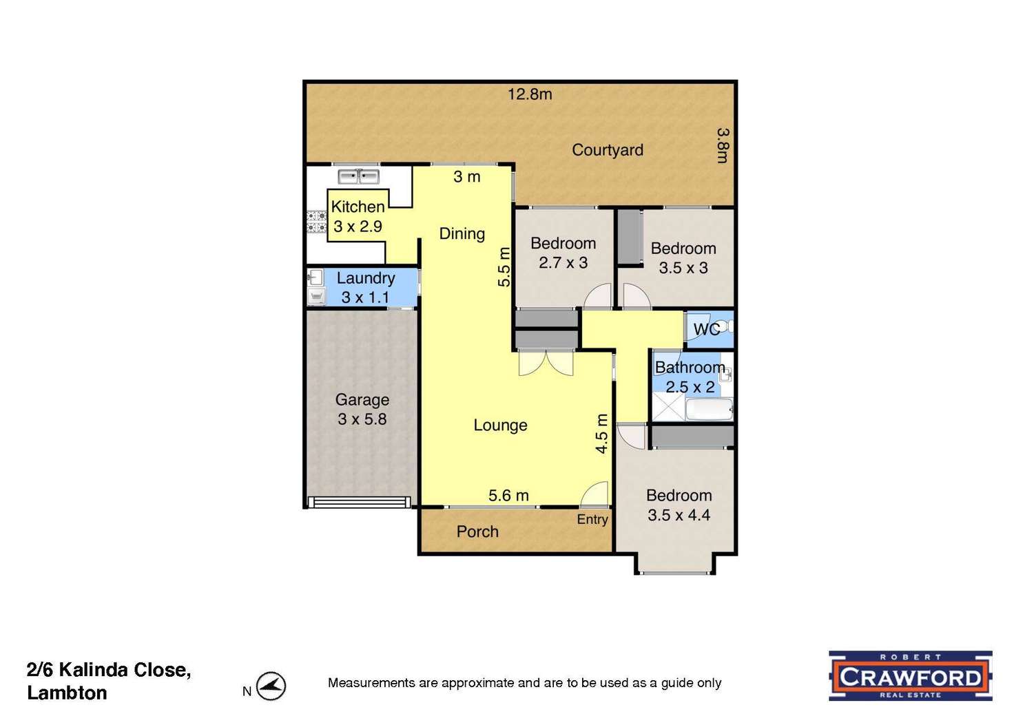 Floorplan of Homely villa listing, 2/6 Kalinda Close, Lambton NSW 2299