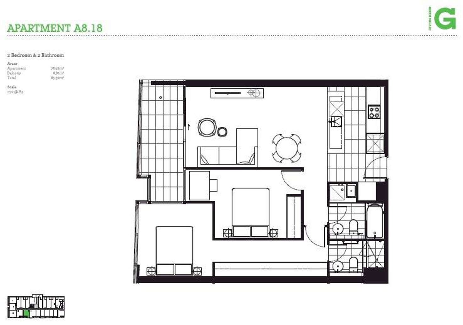 Floorplan of Homely apartment listing, A818/609 Victoria Street, Abbotsford VIC 3067