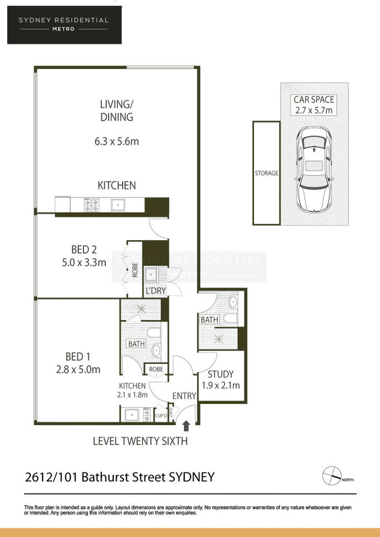 Floorplan of Homely apartment listing, Level 26/101 Bathurst Street, Sydney NSW 2000