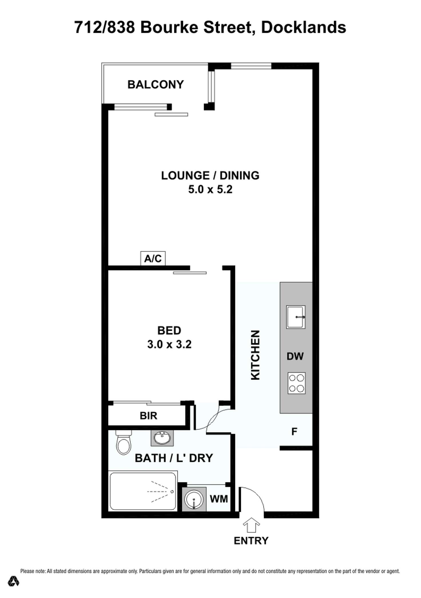 Floorplan of Homely apartment listing, 712/838 Bourke St, Docklands VIC 3008