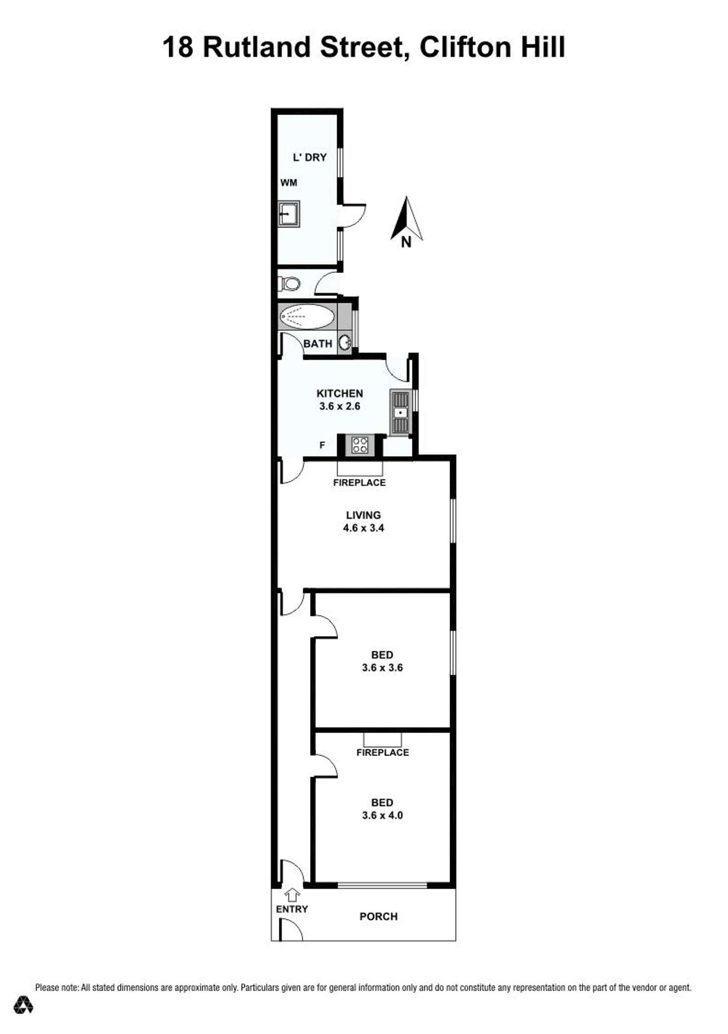 Floorplan of Homely terrace listing, 18 Rutland St, Clifton Hill VIC 3068