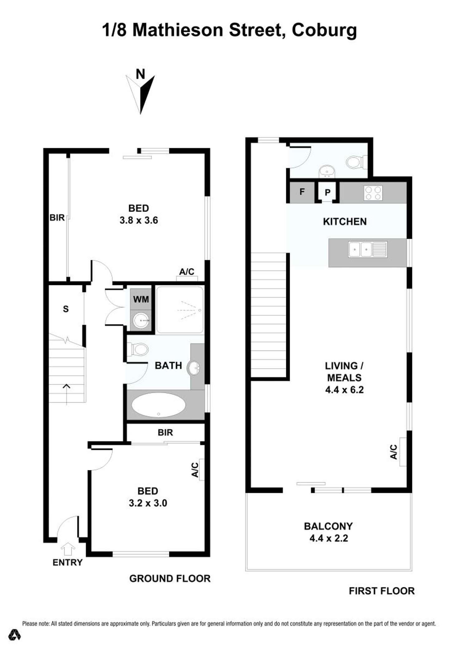 Floorplan of Homely townhouse listing, 1/8 Mathieson Street, Coburg North VIC 3058