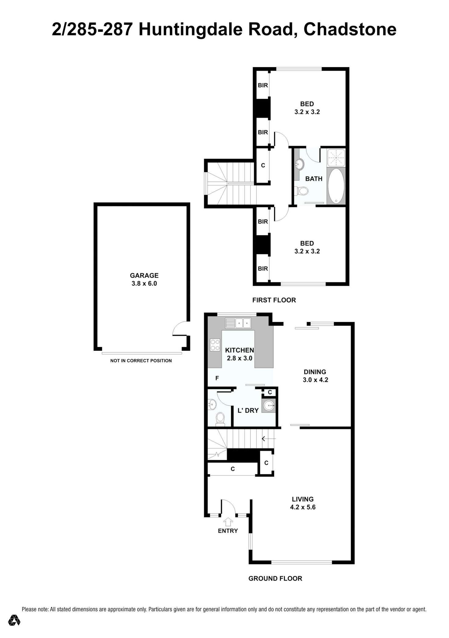 Floorplan of Homely townhouse listing, 2/285-287 Huntingdale Rd, Chadstone VIC 3148