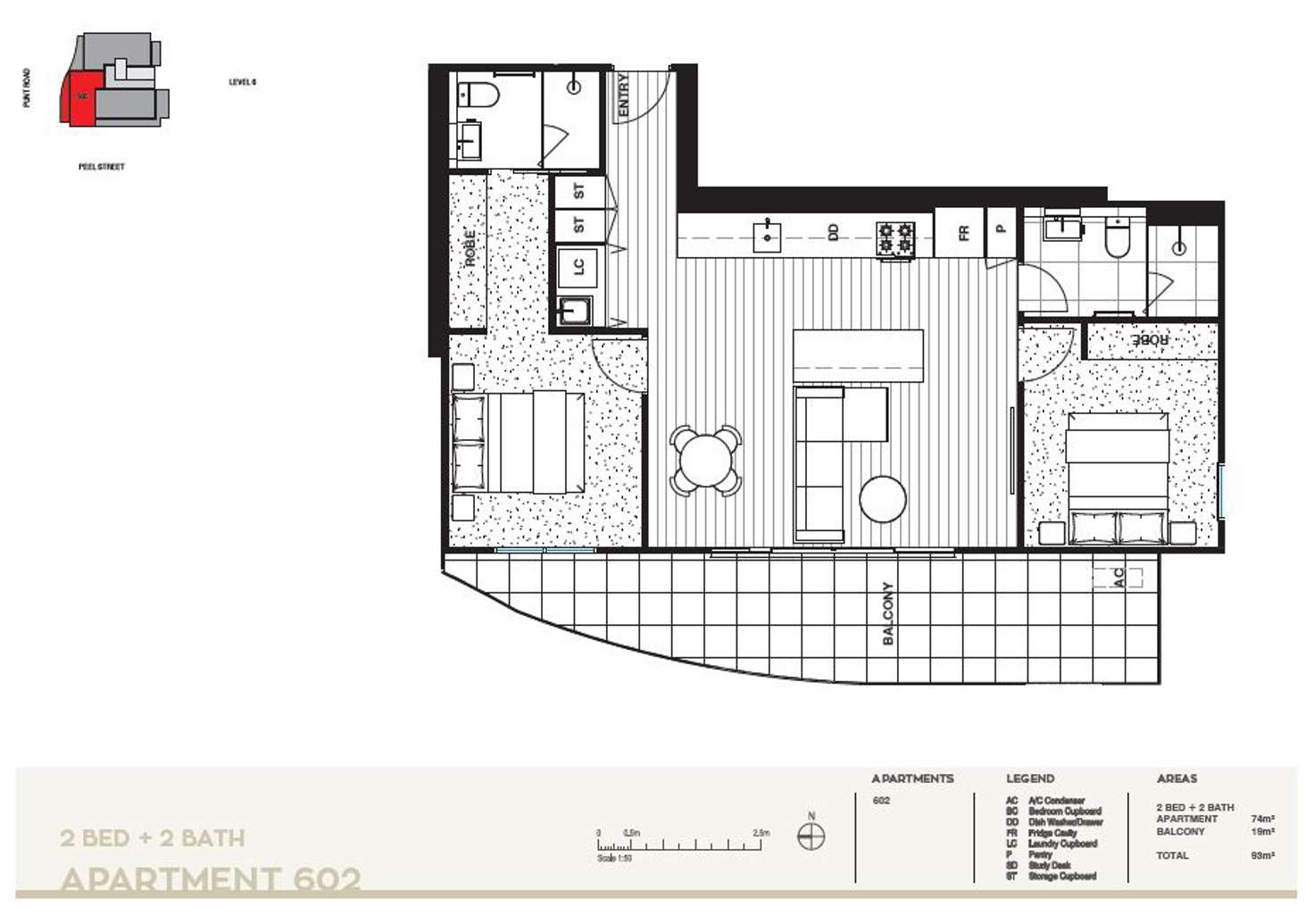 Floorplan of Homely apartment listing, 602/1A Peel Street, Windsor VIC 3181