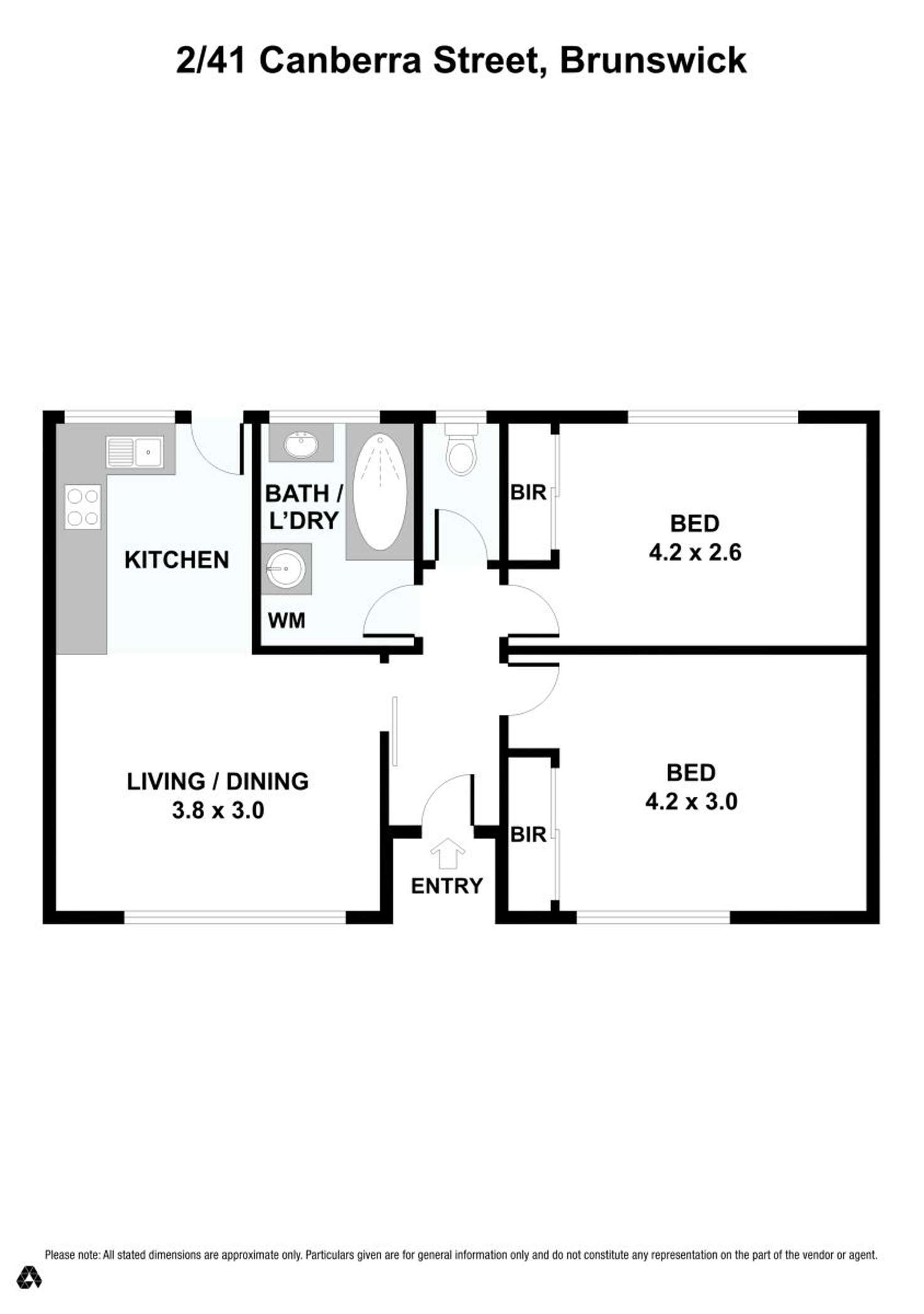 Floorplan of Homely unit listing, 2/41 Canberra Street, Brunswick VIC 3056