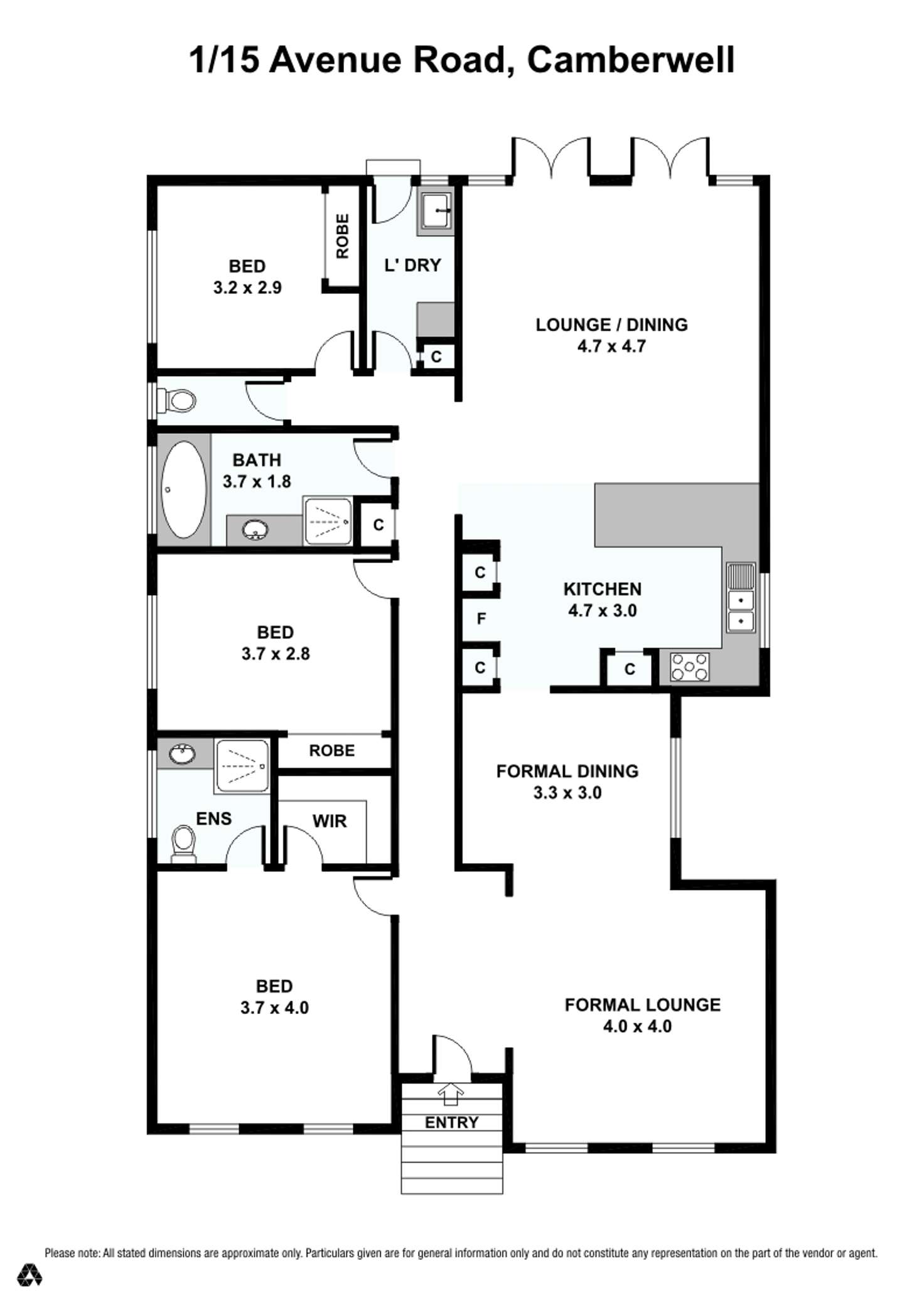 Floorplan of Homely townhouse listing, 1/15 Avenue Road, Camberwell VIC 3124